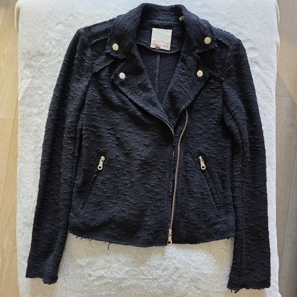 Black Textured Biker Jacket NWOT